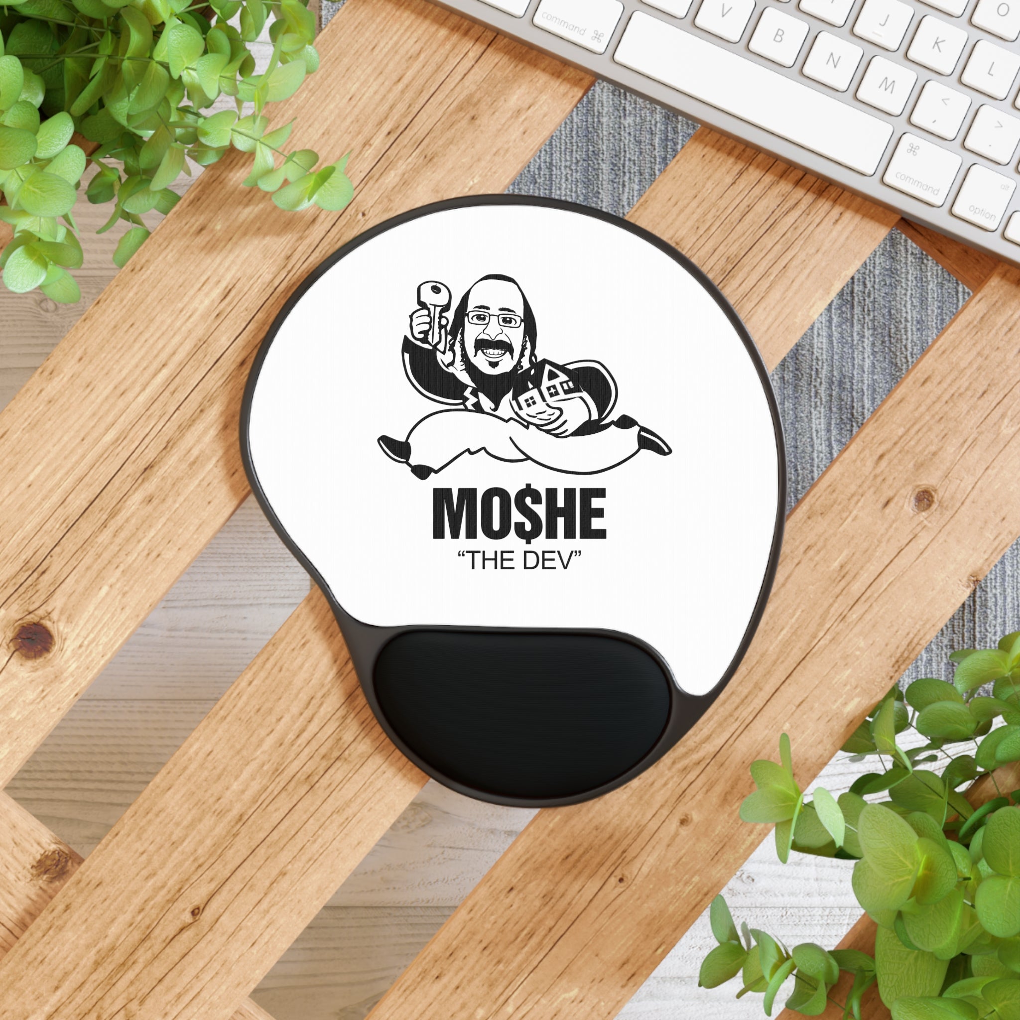 "Moshe the Dev" Mouse Pad with Wrist Rest Ergonomic Gaming & Office Pad