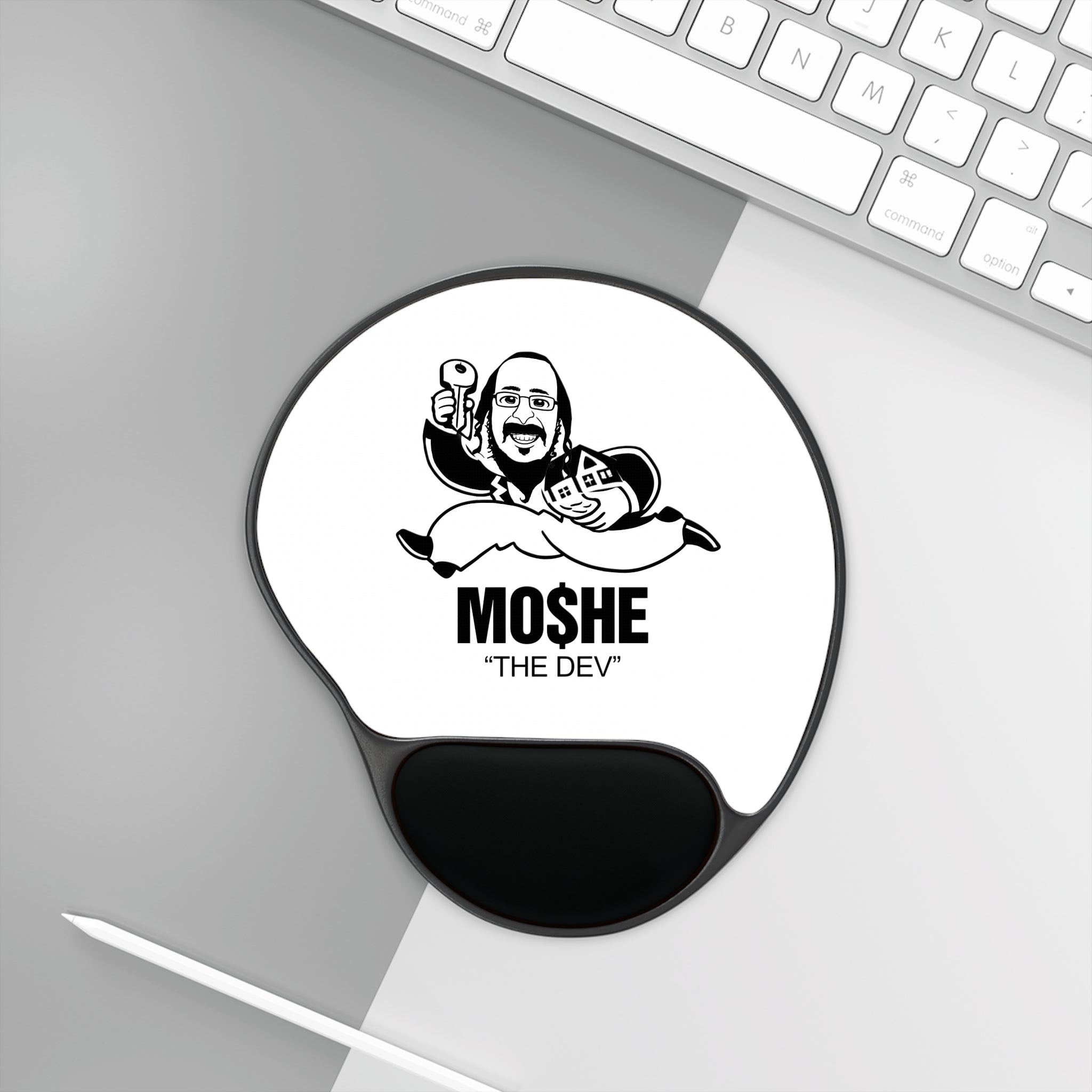 "Moshe the Dev" Mouse Pad with Wrist Rest Ergonomic Gaming & Office Pad